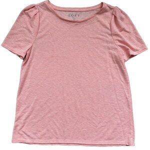 Loft pink and red striped balloon short sleeve soft tee size medium petite